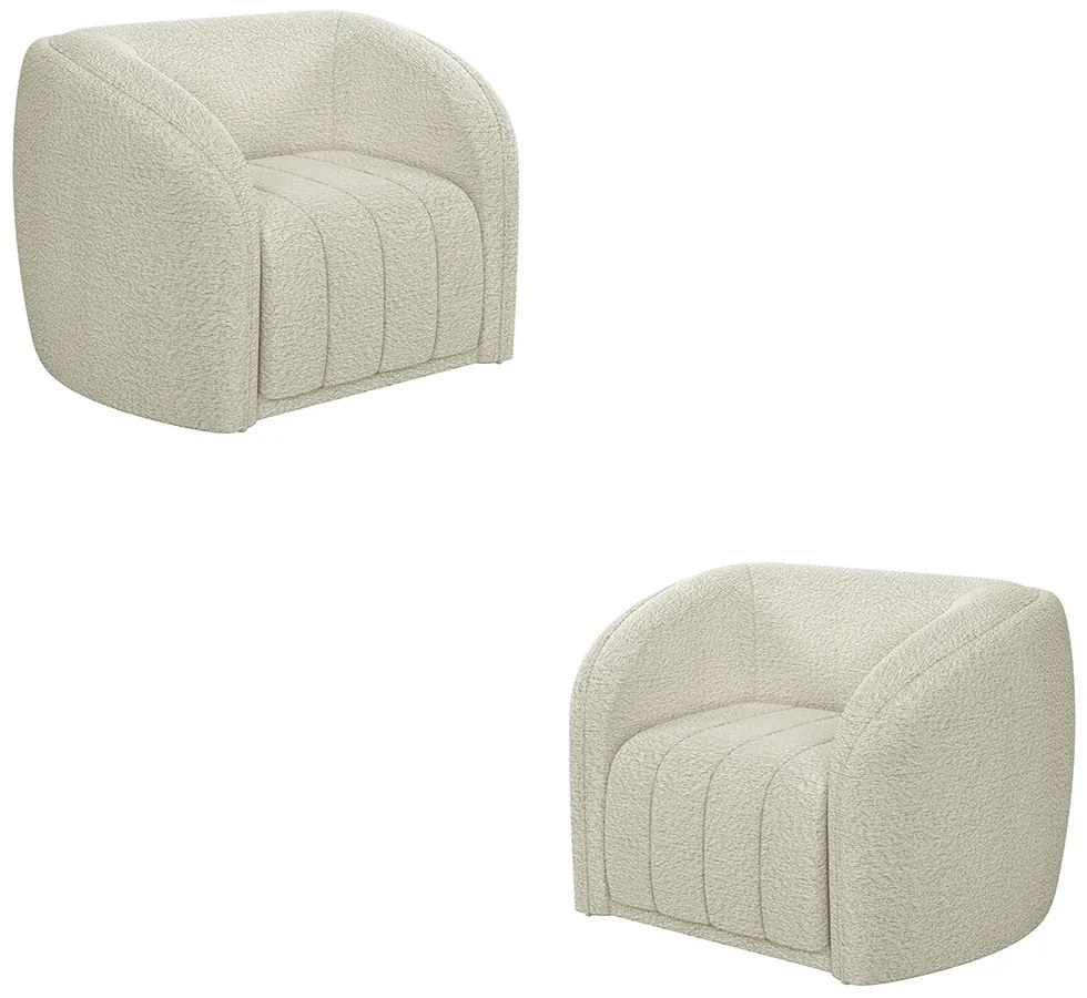 Kit 2 Poltronas Decorativas Sala de Estar Adam Boucle Off White G45 - Gran Belo