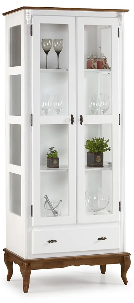 Cristaleira 2 Portas 1 Gaveta Lateral Vidro Linz Móveis