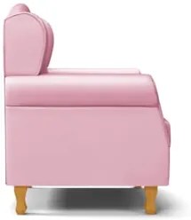 Kit 02 Poltronas de Amamentação Pés Madeira Lucy Z39 Sintético Rosa -