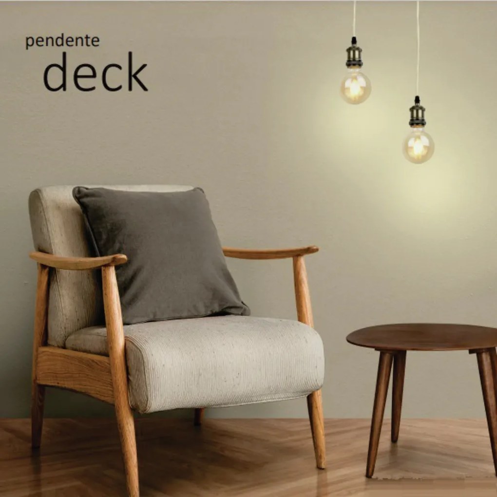Pendente Deck 05X10X200Cm 01Xe27 Dourado | S&l Iluminação 2021 Dr (Dourado)