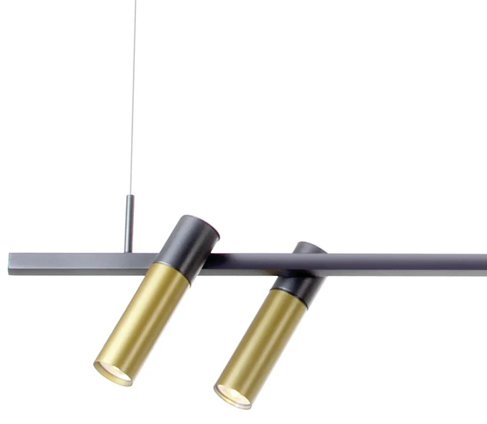 Pendente Pipeline 19X12X100Cm Metal Alumínio E Globo Ø12Cm 2Xmr11 + 1X... (PRETO)