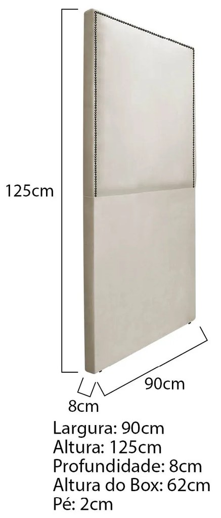 Cabeceira Solteiro Bali P02 90 cm para cama Box Suede - ADJ Decor