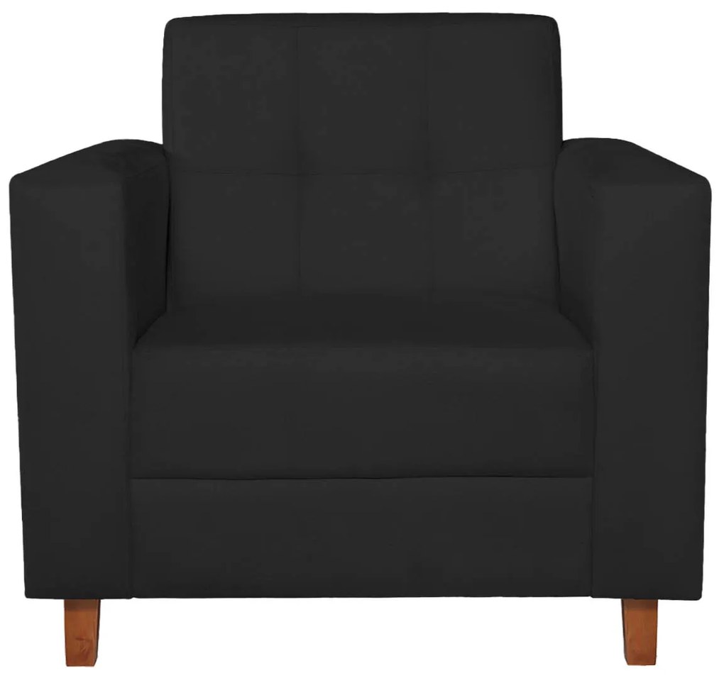 Kit Sofá 2 Lugares e 2 Poltronas Denver Corano Preto - ADJ Decor