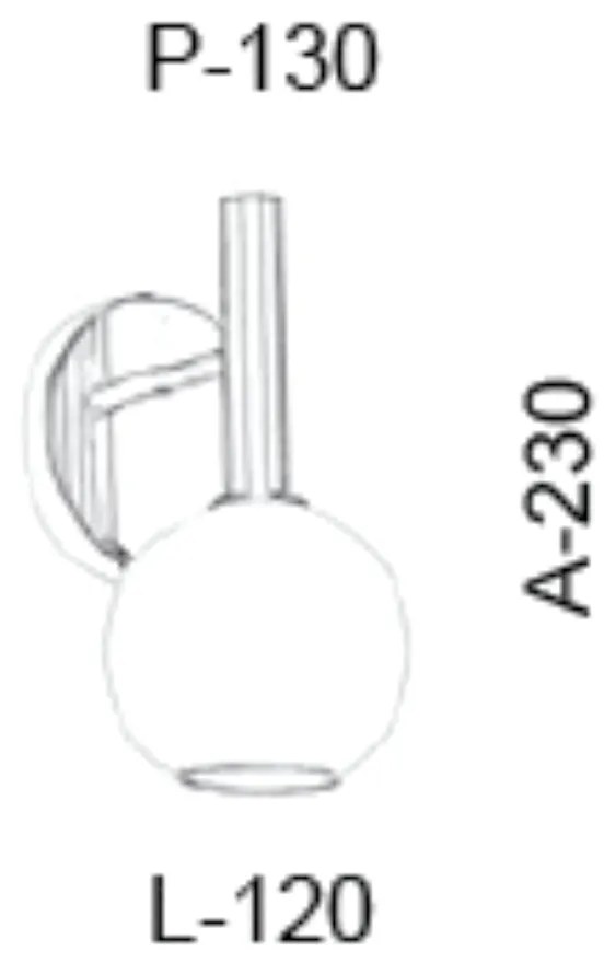 Arandela C/ Globo Ø12X13X23Cm Metal E Vidro 1 X G9 Globo Ø12Cm |Old Ar... (PRETO, FOSCO)