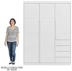Guarda Roupa Infantil 3 Portas 4 Gavetas Pérola Branco - Phoenix