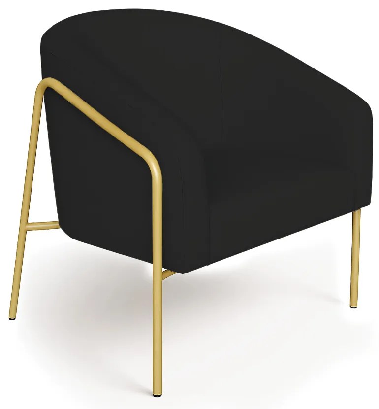 Poltrona Sala Industrial Alta Dourado Stella Linho D03 - D'Rossi - Preto
