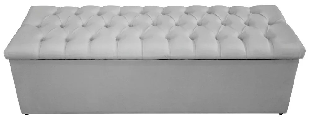 Recamier Baú Estofada Mel 160 cm Queen Size Com Capitonê Suede Cinza - ADJ Decor