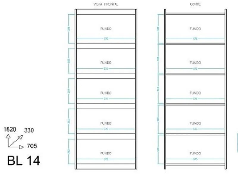 Armário Livreiro Com 4 Prateleiras Bl 14 - Branco