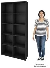 Mesa Escrivaninha em L Eron e Estante Livreiro Maly A06 Preto - Mpozen