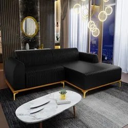 Sofá 245cm 4 Lugares com Chaise Direito Pés Gold Molino B-159 Corano P