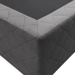 Base Box para Cama Viúva 128x188cm Liz S05 Suede Bordado Cinza - Mpoze