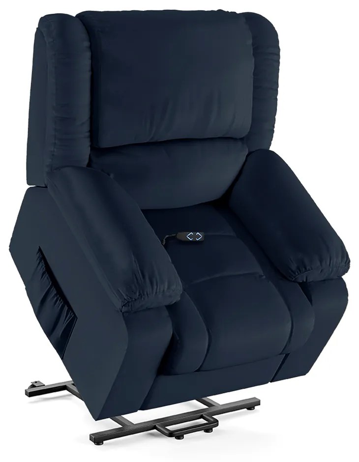 Poltrona do Papai Reclinável Sala de Cinema Madrid Elevação Lift Elétrico PU Azul  G23
