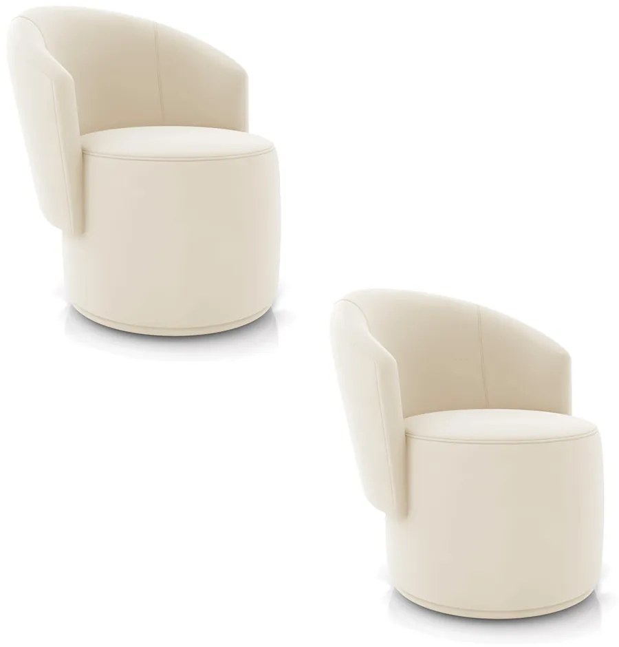 Poltrona Decorativa Orgânica Fixa para Sala Kit 2 Malu Veludo Bege M11 - D'Rossi