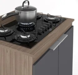 Armário de Cozinha e Balcão Cooktop Pérola Z34 Freijó/Grafite - Mpozen