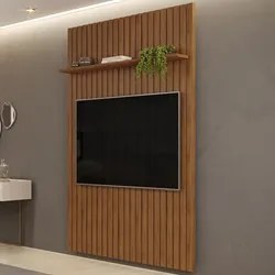 Painel para TV 60 Polegadas Ripado 143x240cm Pratisk D04 Freijó - Mpoz