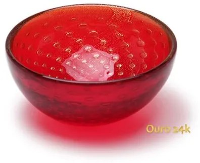 Bowl Tela Vermelho com Ouro Murano Cristais Cadoro