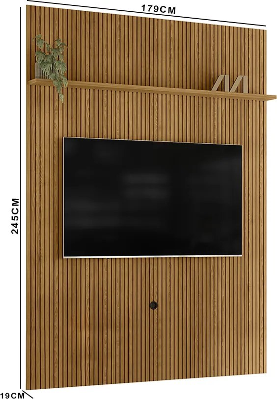 Painel TV 65 Pol 179cm Ripado para Sala Valen Cumaru M20 - D'Rossi