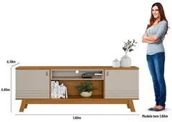 Rack para Sala TV até 75 Pol. 180cm Color L06 Nature/Off White - Mpoze
