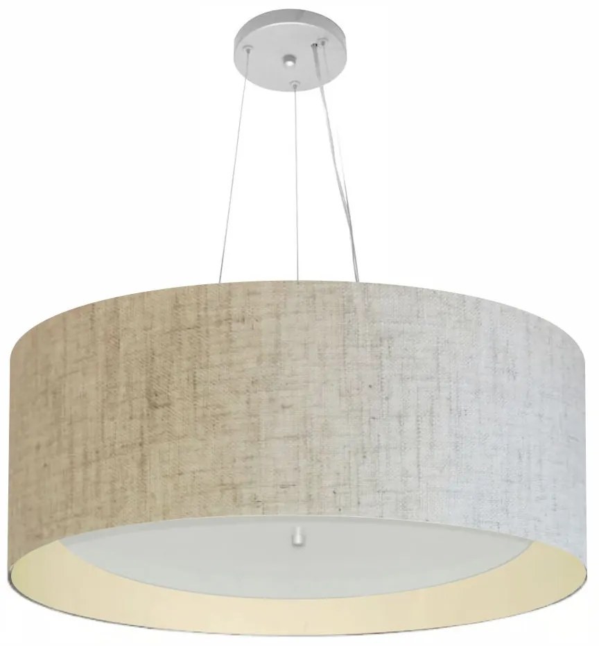 Lustre Pendente Cilíndrico Md-4142 Cúpula em Tecido 80x30cm Rustico Bege / Bege - Bivolt