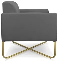 Kit 2 Poltronas Decorativas Base Industrial X Dourada Maressa S08 Sued