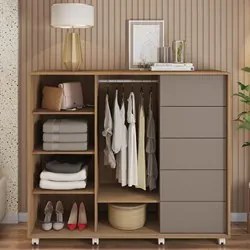 Cômoda Sapateira Com Rodízios Pegasus Buriti/Fendi - Caemmun