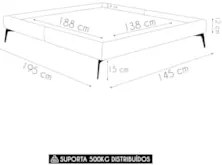 Cama Casal com Cabeceira 145cm Pés Metálicos Elisa S05 Linho Bege - Mp