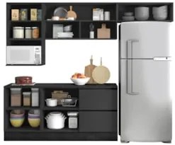 Armário de Cozinha CP02 e Tampo Grace Grafite Z44 - Mpozenat