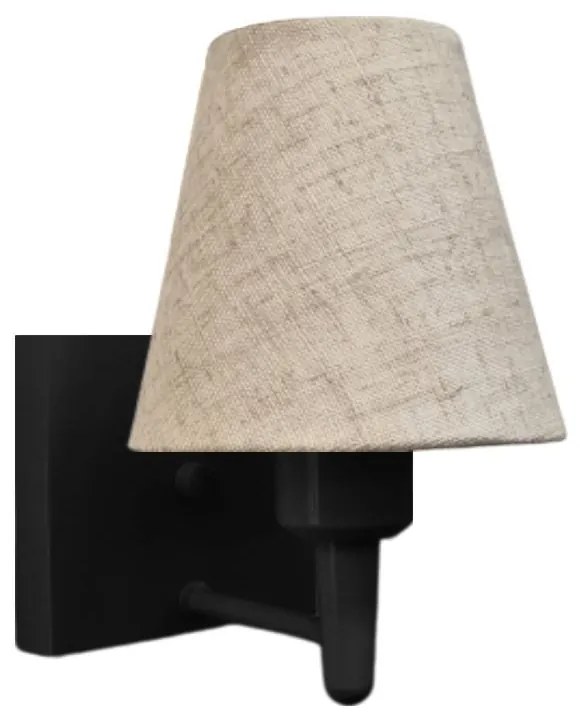 Arandela Quadrada Md-2034 Preto Cúpula em Tecido Cone Rustico Bege - Bivolt