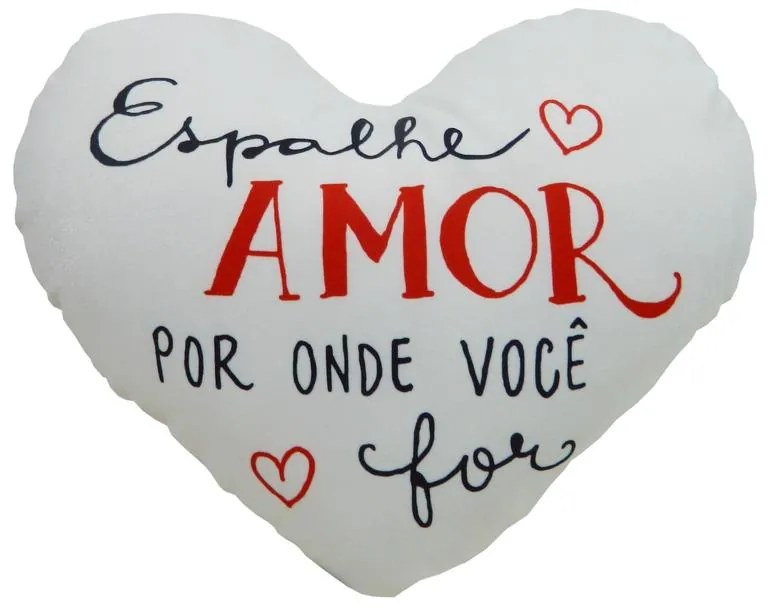 Almofada de Coração Cheia com Frases em Suede 45x30cm - ACC-0106