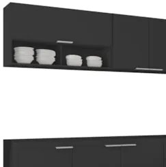 Armário de Cozinha CP02 Para Pia 180cm Pérola Z34 Preto     - Mpozenat