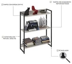 Estante Livreiro Dynamica Industrial 80cm 3 Prateleiras C08 Snow - Mpo