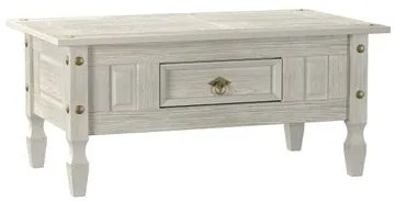 Mesa de Centro com Gaveta em Madeira 100x60x45 cm Pátina Branca Elliottiis