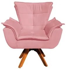 Kit 2 Poltronas Decorativas Base Giratória Giromad com Puff Opla Suede