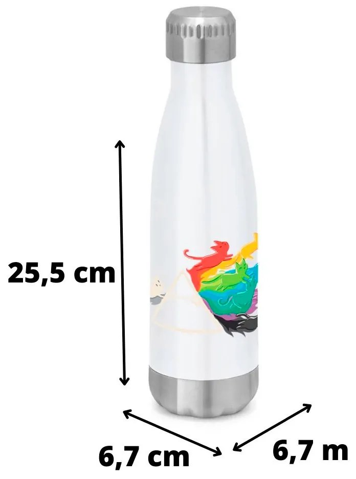 Garrafa Térmica Inox 510 ml Squeeze Gato Prisma Cat - Branco