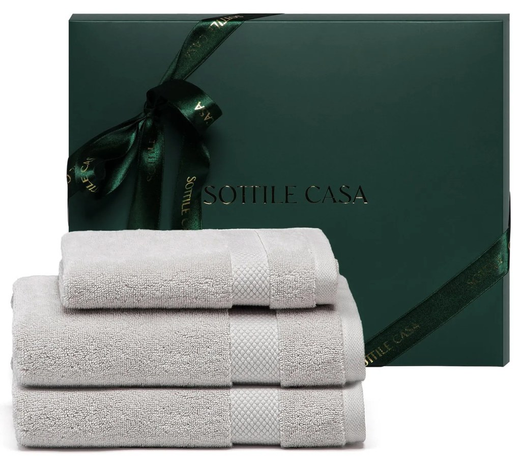 Kit Presente 2 Toalhas de Rosto + 1 Toalha de Lavabo Literie 100% Algodão Allure - Gris Gris