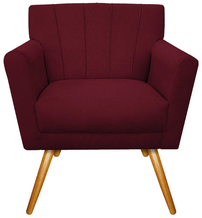 Poltrona Laura Pés Palito Mel Suede Bordô - ADJ Decor