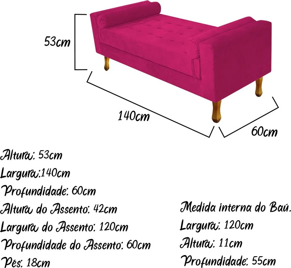 Recamier Félix Casal 140cm Suede Pink - ADJ Decor