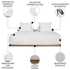 Sofá 2 Lugares 160cm Ilha Base Madeira Viero S06 Boucle Branco - Mpoze