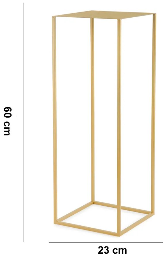 Mesa De Apoio em Metal Cubo Vazado com Tampo Dourado P - D'Rossi