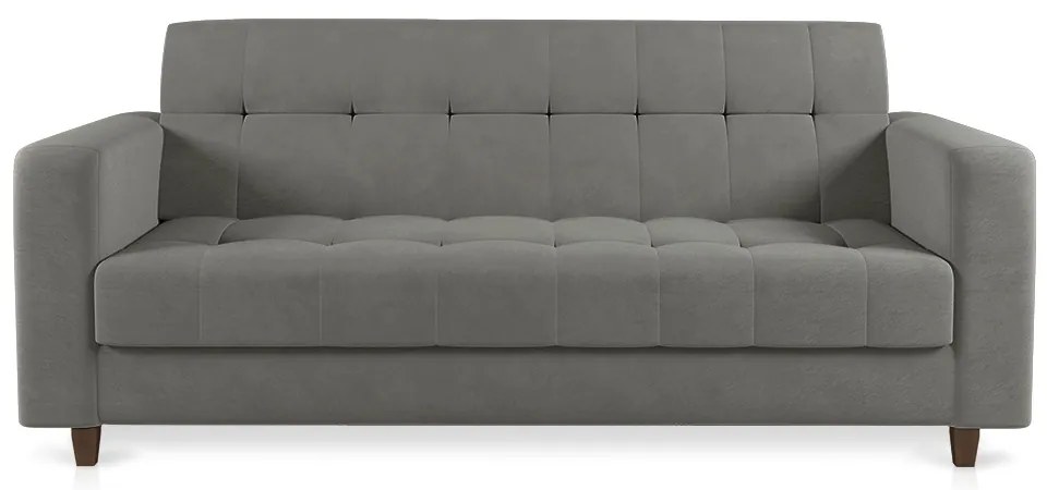 Sofá 03 Lugares Arezzo Suede Grafite Pés Chanfrado Tabaco - D'Rossi