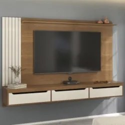 Painel Tv 75 Pol e Bancada Suspensa Vale Cinamomo/Off A09  - Mpozenato