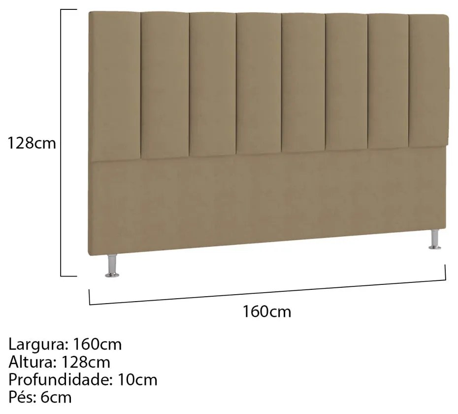 Cabeceira Queen Hannover P04 160 cm Suede - ADJ Decor