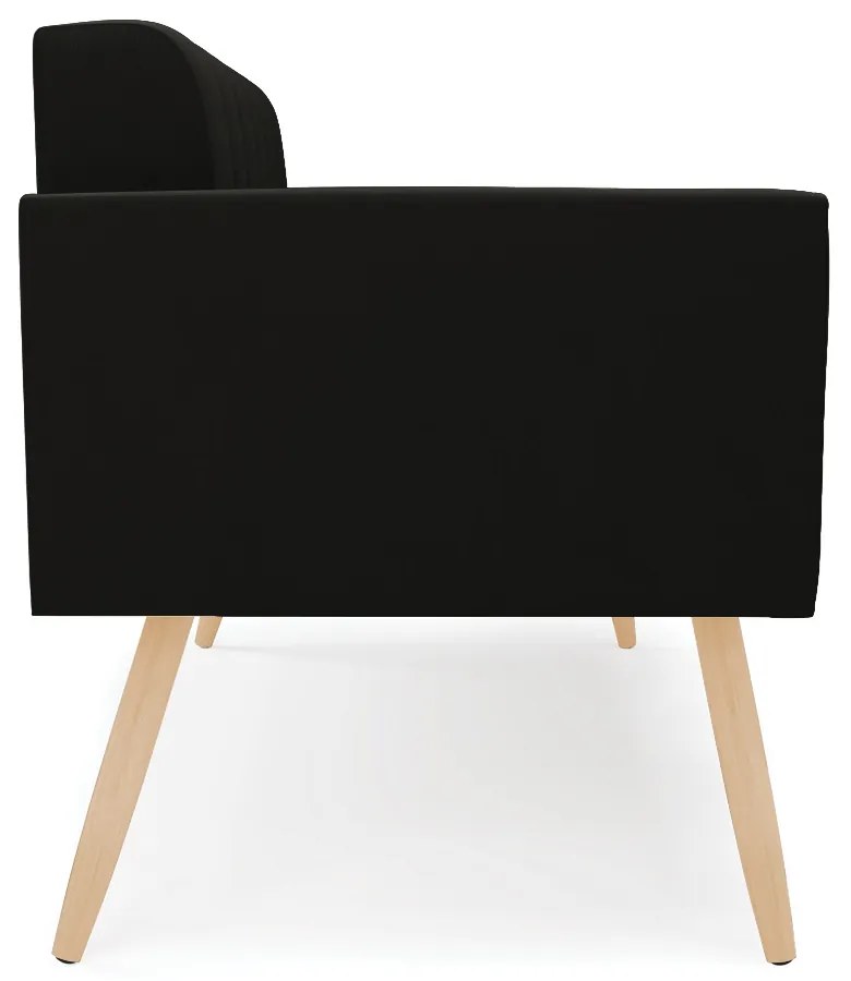 Sofá Namoradeira Elisa Suede Pés Palito Natural - D'Rossi - Preto