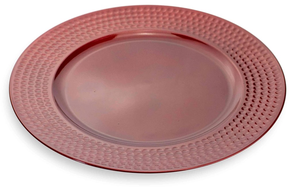 Sousplat de Plástico Vermelho com Relevo Lateral 33 cm - D'Rossi