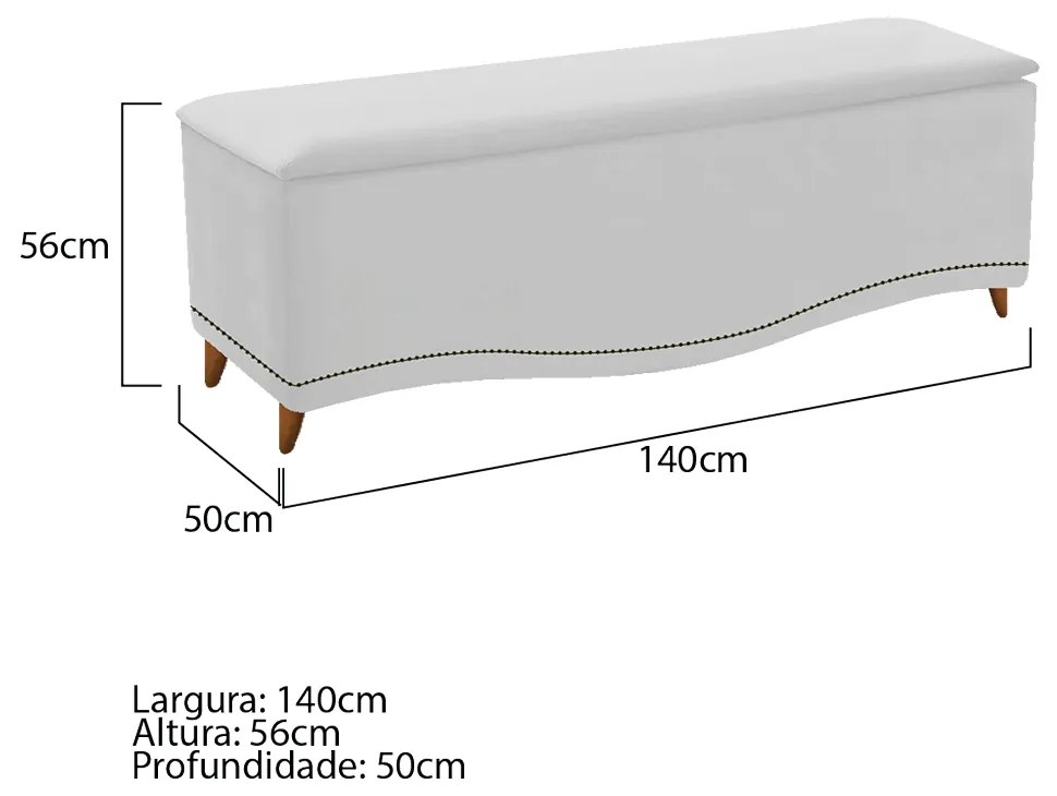 Calçadeira Estofada Yasmim 140 cm Casal Suede Branco - ADJ Decor
