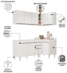 Armário de Cozinha Modulado de Canto Esquerdo 4 Peças CP46 Balcão sem
