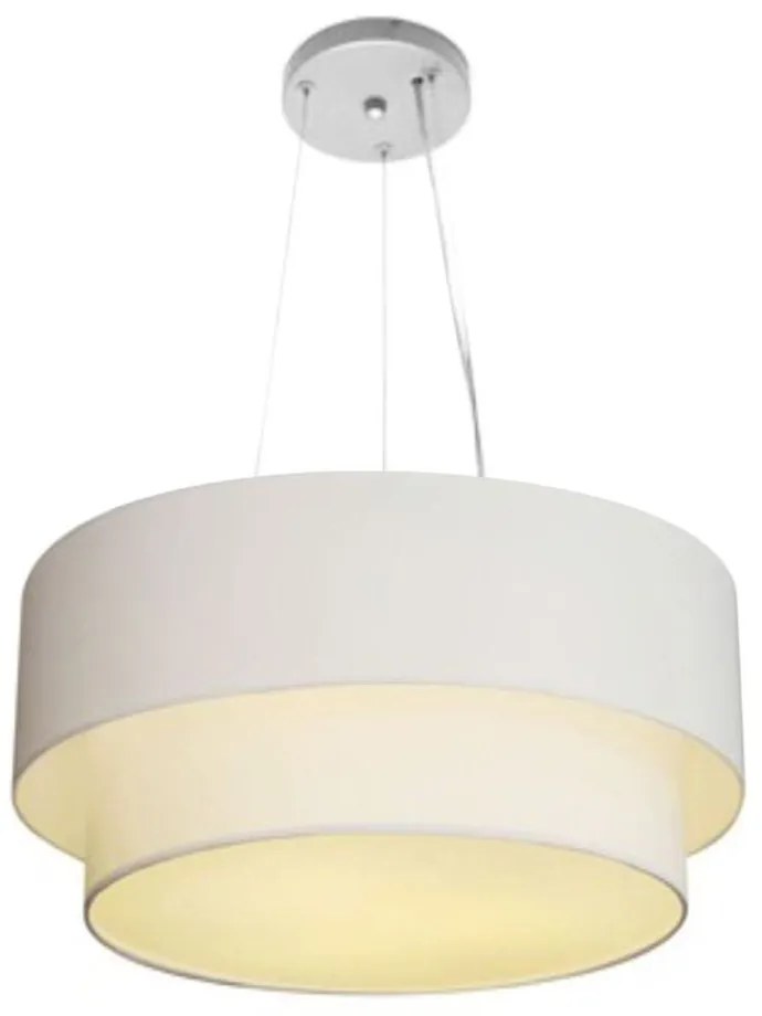 Plafon e Pendente Duplo Cilíndrico Vivare Md- 3017 e Md-4061 Cúpula em Tecido 50x40cm  Branco - Bivolt