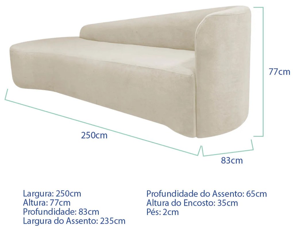 Kit Sofá Curvo França 250cm L.E e 2 Poltronas Luiza Max Conforto, Elegância e Design Moderno Bouclé