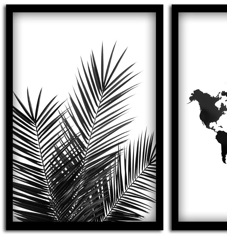 Kit 03 Quadros Decorativos "Mapa" 43x33 cm - D'Rossi