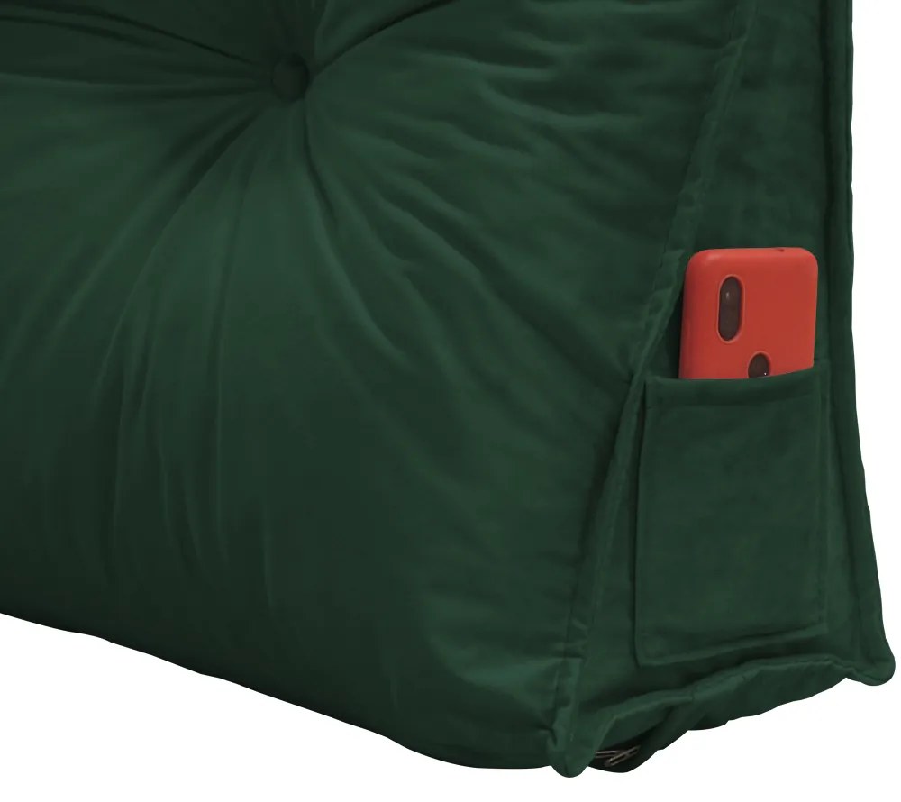 Almofada para Cabeceira Mel 1,00 m Solteiro Travesseiro Apoio para Encosto Macia Formato Triângulo Suede Verde Bandeira